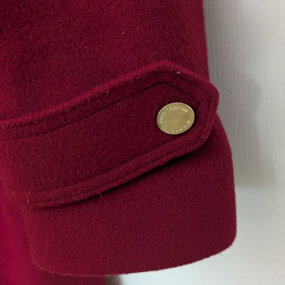 Michael Kors Women's Asymmetrical Belted Wool Blend 3/4 Coat Size PL Red . - Picture 6 of 12